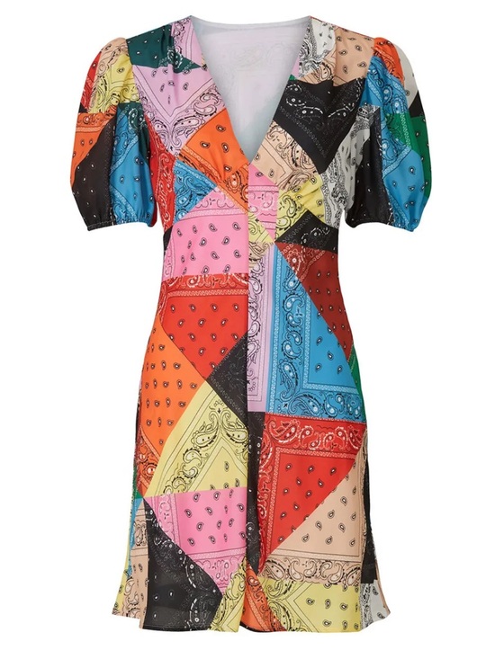 STAUD Dresses & Skirts - STAUD Multicolor Bandana Patchwork Mini Dress